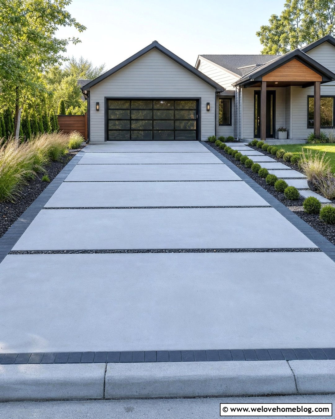 Large Rectangular Concrete Slab Driveway - 20 Concrete Slabs Driveway Ideas