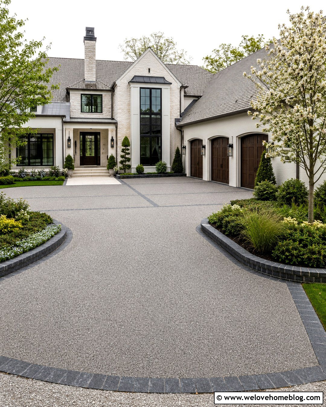 Large Resin Bound Gravel Driveway With Paver Parking Bays - 20 Resin Bound Gravel Driveway Ideas