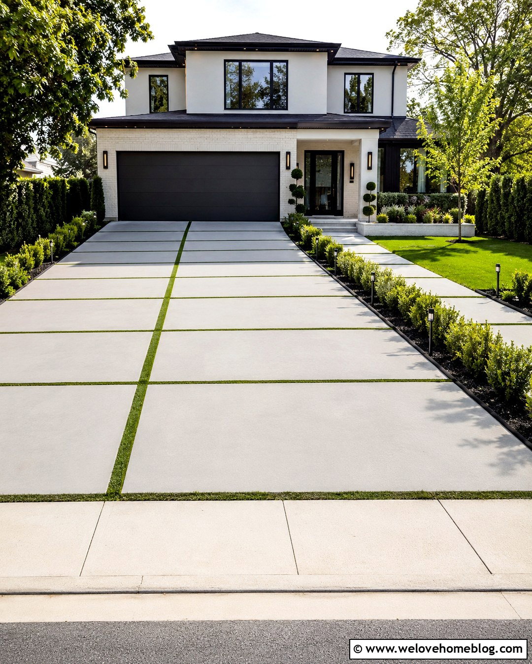 Large Square Concrete And Turf Driveway - 20 Concrete And Turf Driveway Ideas