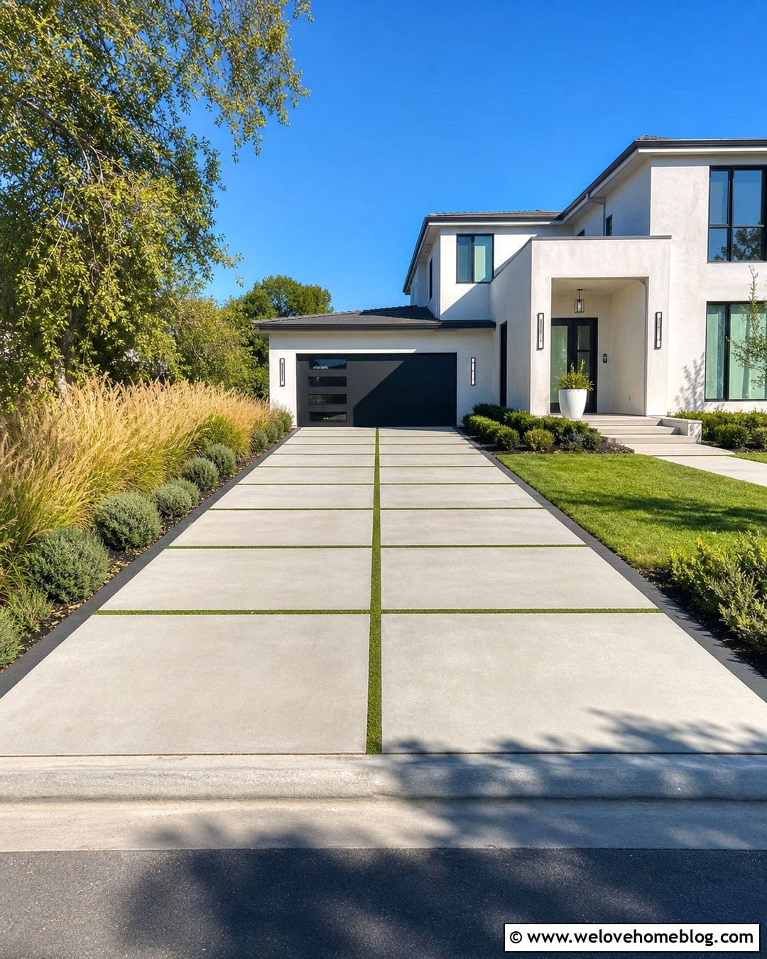 Large Square Turf And Concrete Driveway - 20 Turf And Concrete Driveway Ideas