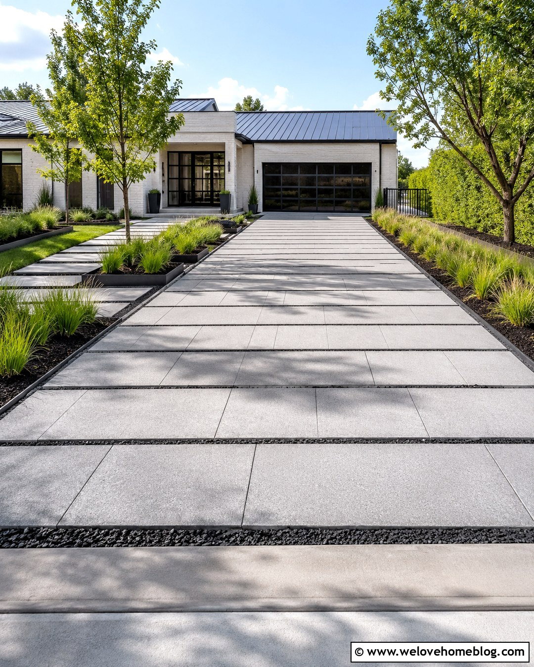 Large Stone Paver Modern Driveway - 20 stone paver driveway ideas