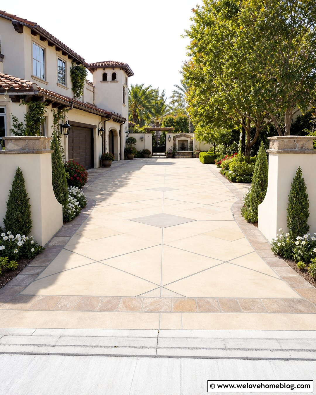 Large Tile Driveway Paint With Courtyard Entrance - 30 driveway paint ideas
