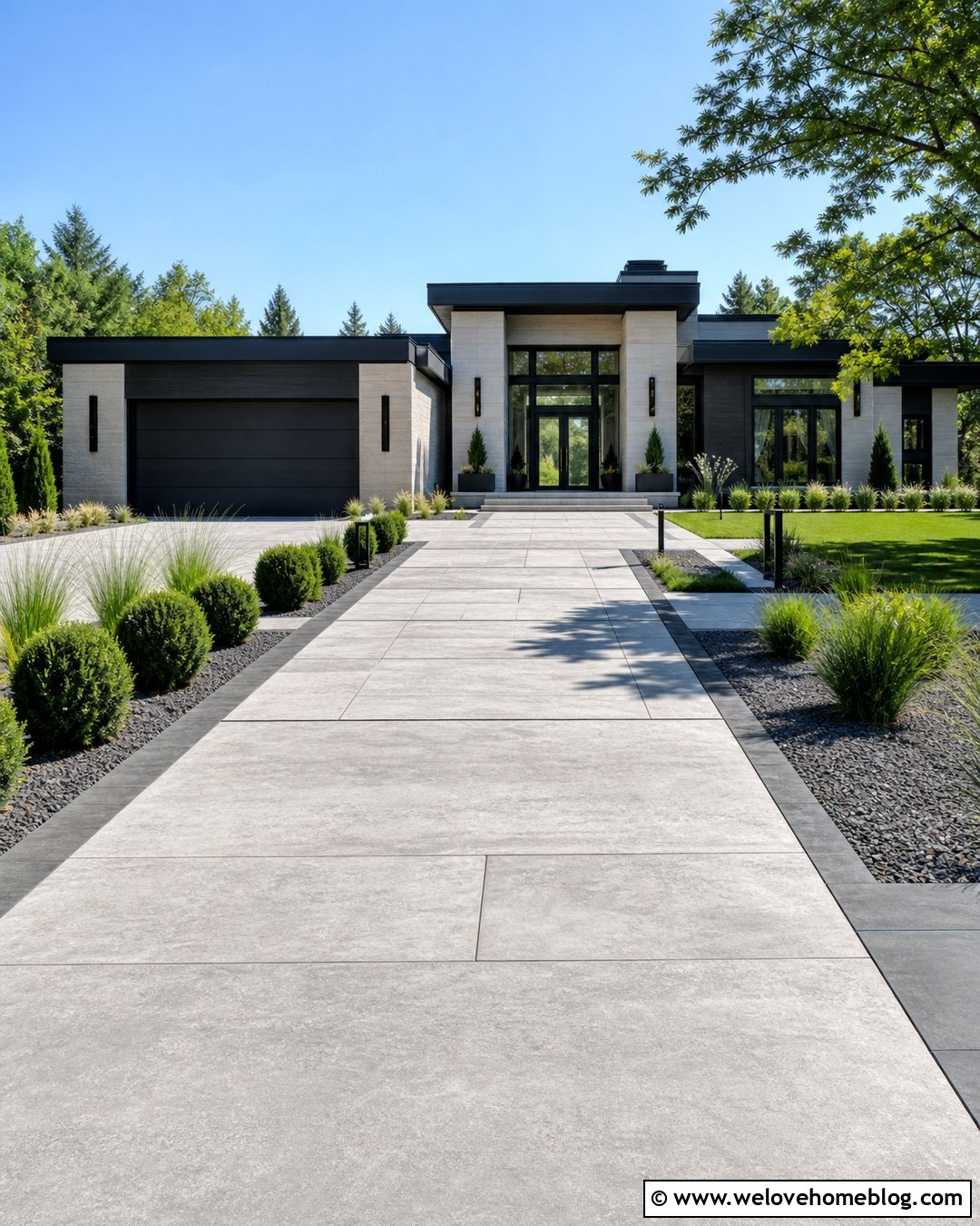 Large Tile Stamped Concrete Driveway