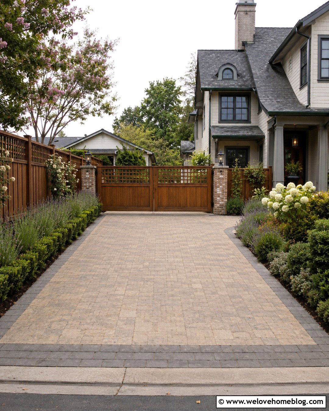 Lattice Top Wooden Driveway Gate
