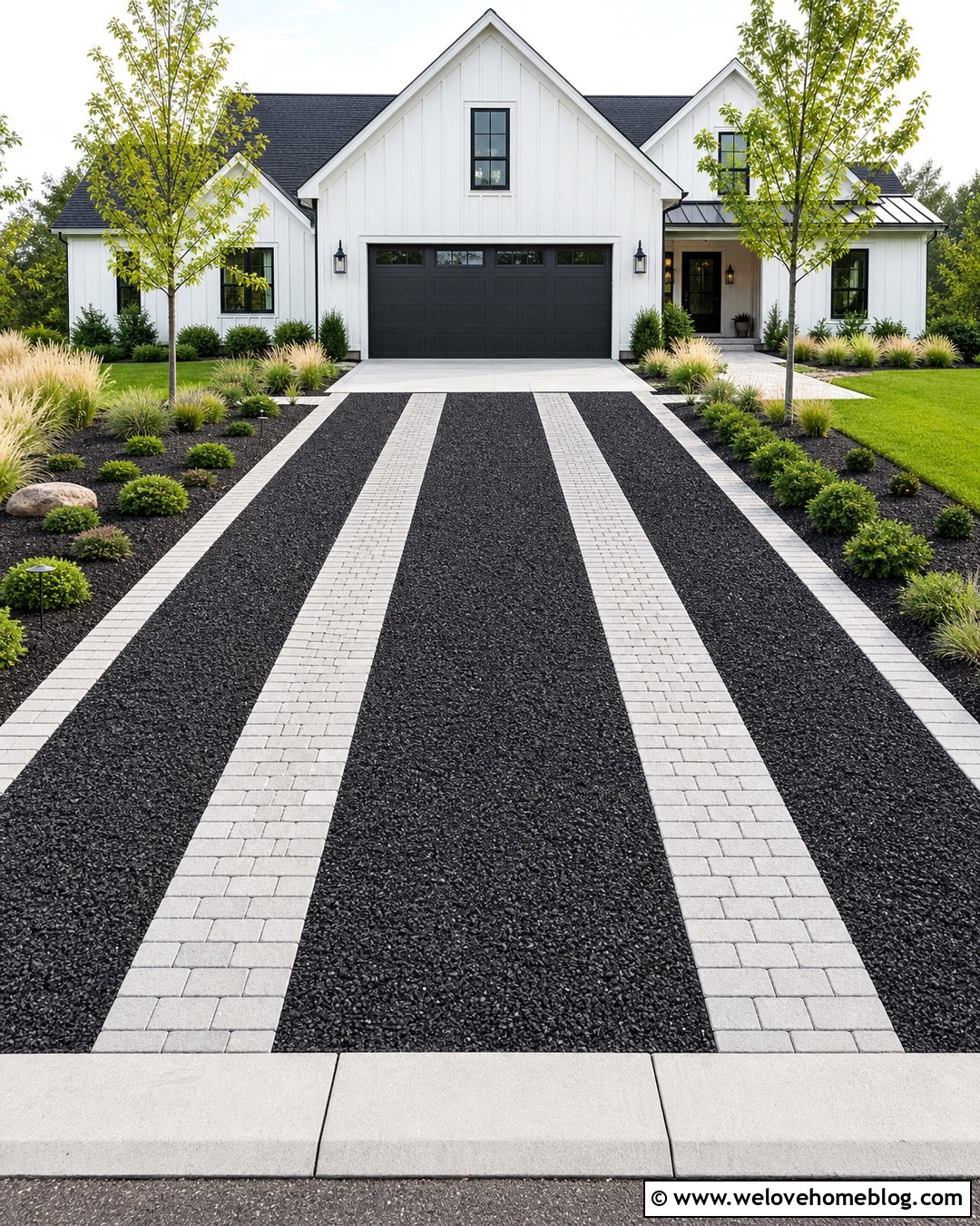 Lava Rock Driveway With Paver Ribbons - 20 lava rock driveway ideas