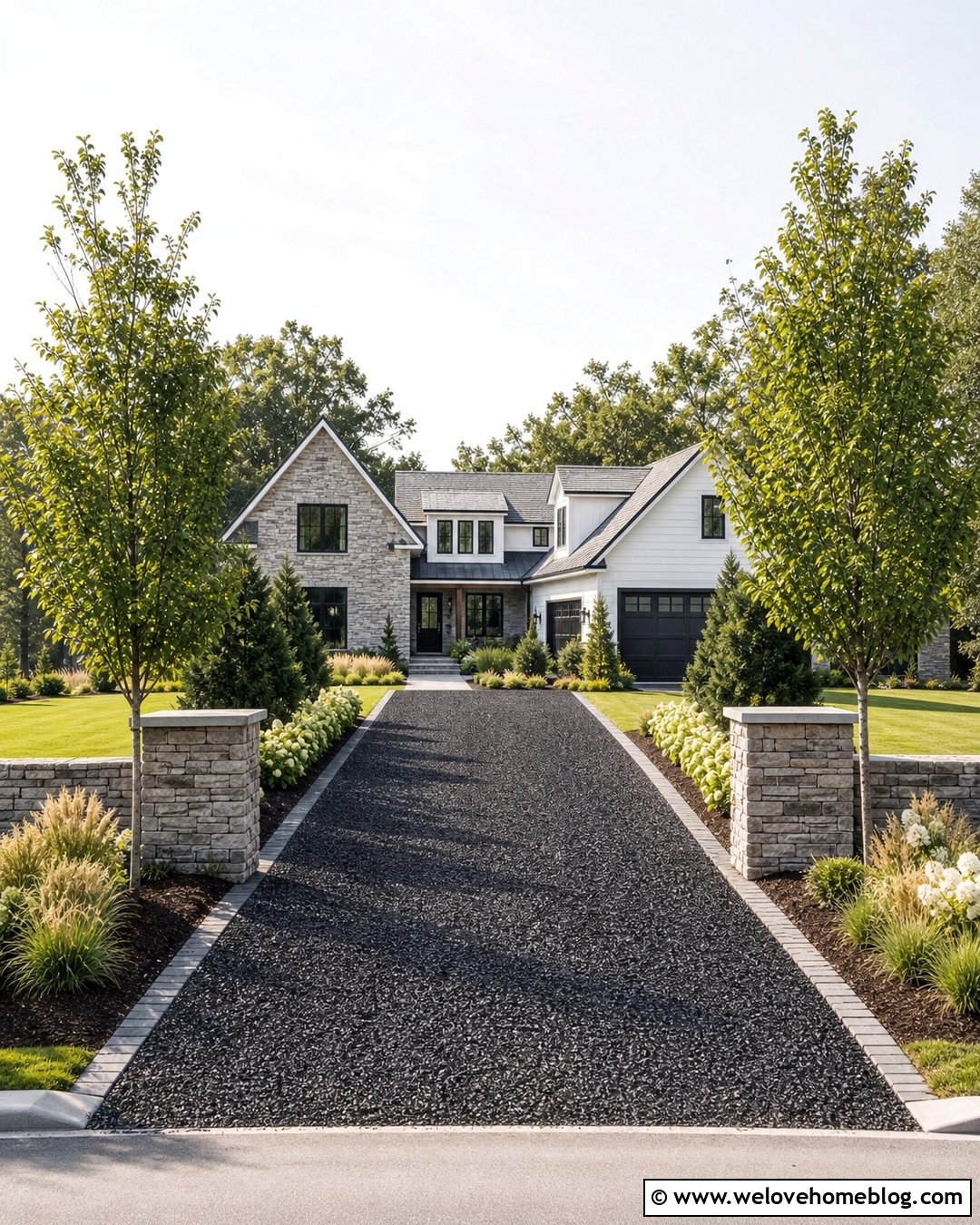 Lava Rock Driveway With Stone Pillars - 20 lava rock driveway ideas