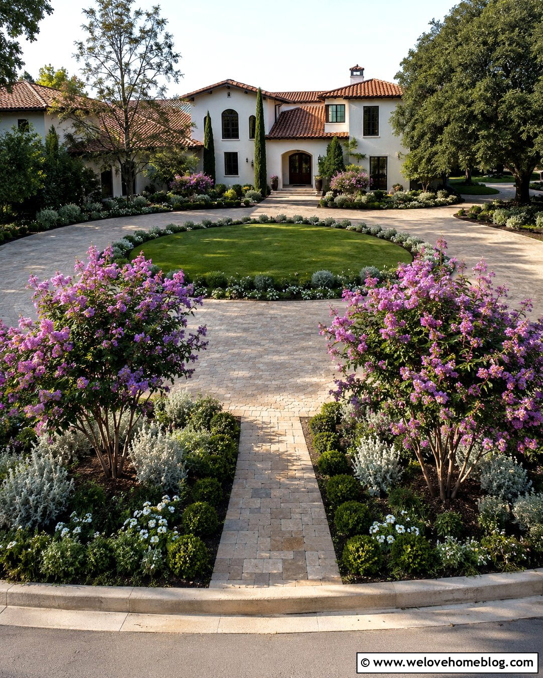 Lavender Crepe Myrtle Circular Driveway - 20 crepe myrtle lined driveway ideas