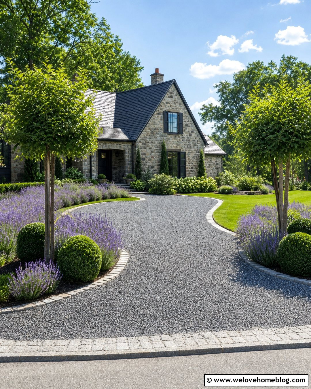 Lavender Gravel Driveway Entrance - 35 End Of Driveway Landscaping Ideas