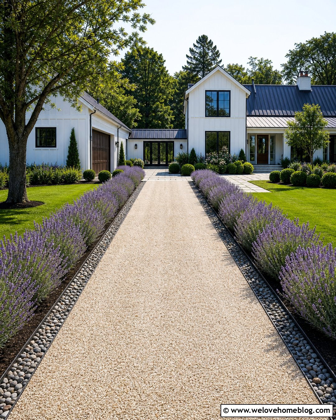 Lavender Lined Gravel Driveway - 25 flower lined driveway ideas
