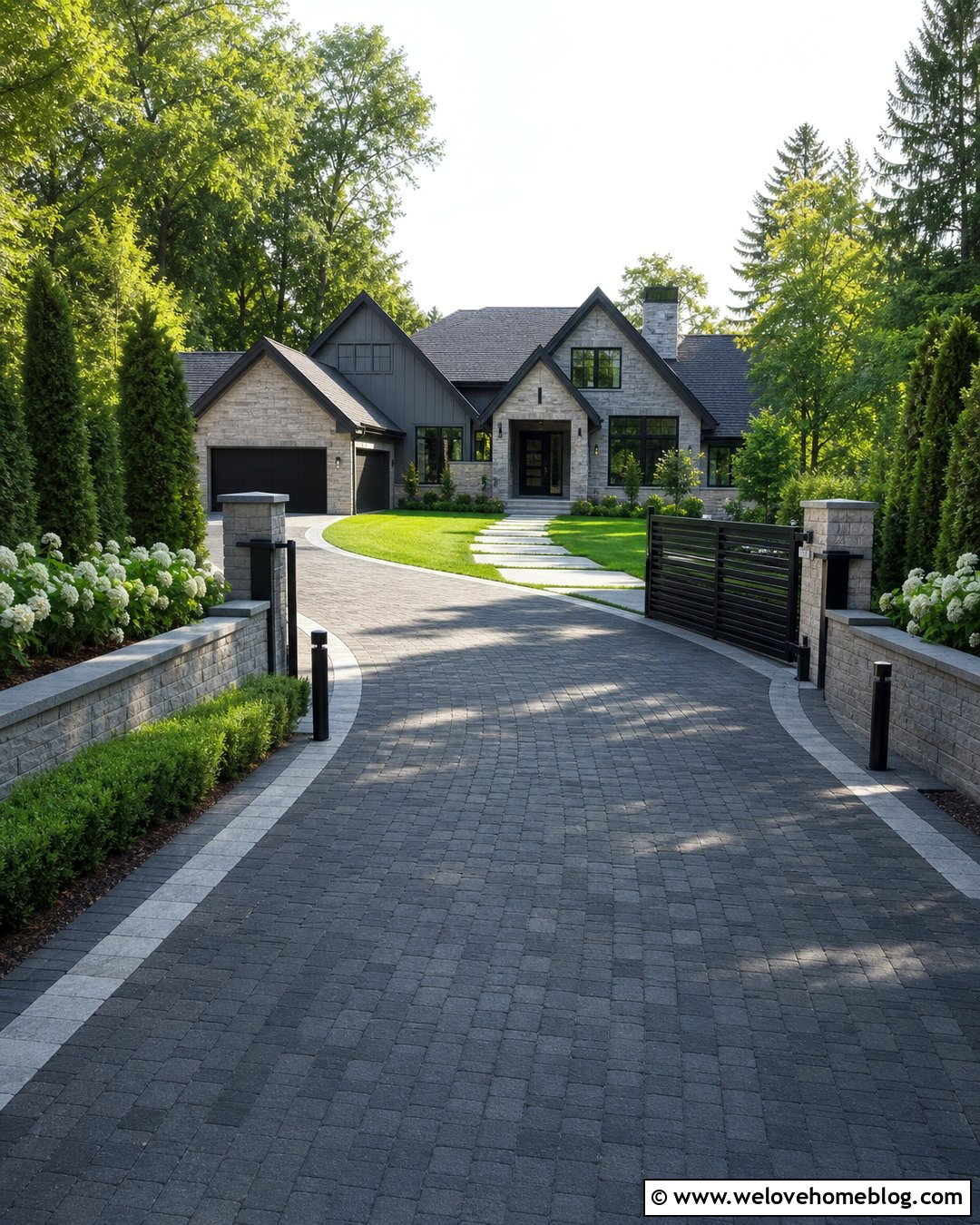 Layered Driveway Barrier Entrance - 25 Driveway Barrier Ideas