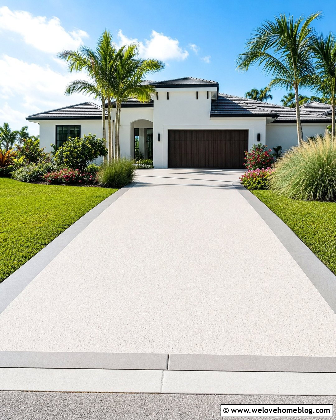 Light Colored Concrete Driveway Resurfacing