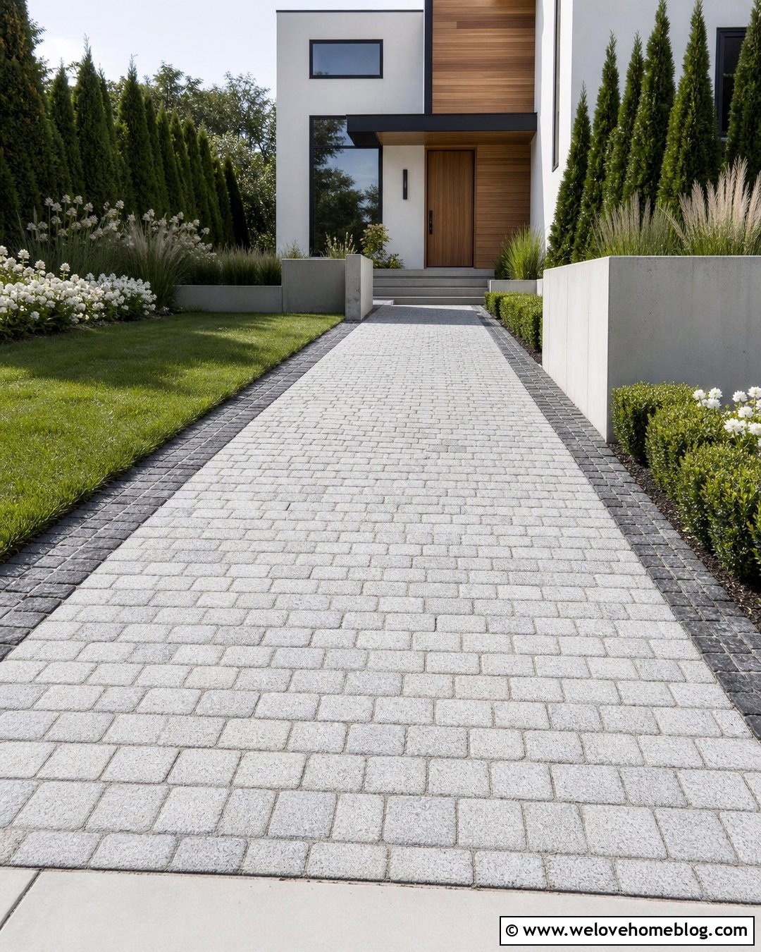 Light Gray Cobblestone Driveway Entrance - 20 Cobblestone Driveway Entrance Ideas