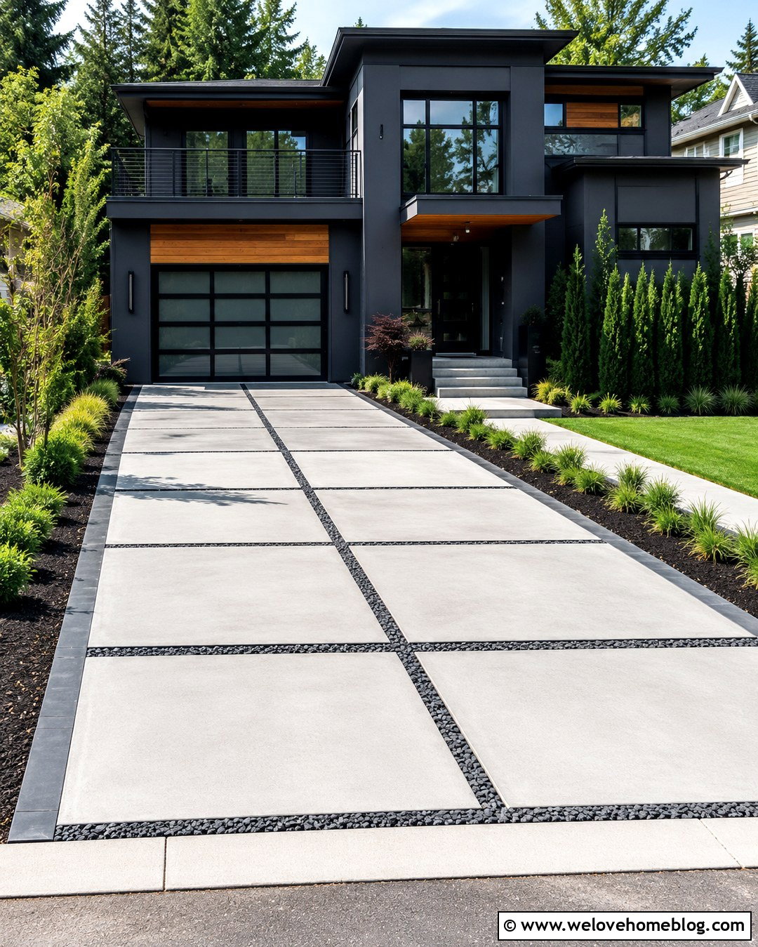 Light Gray Concrete Driveway - 20 Choosing Driveway Colors Ideas