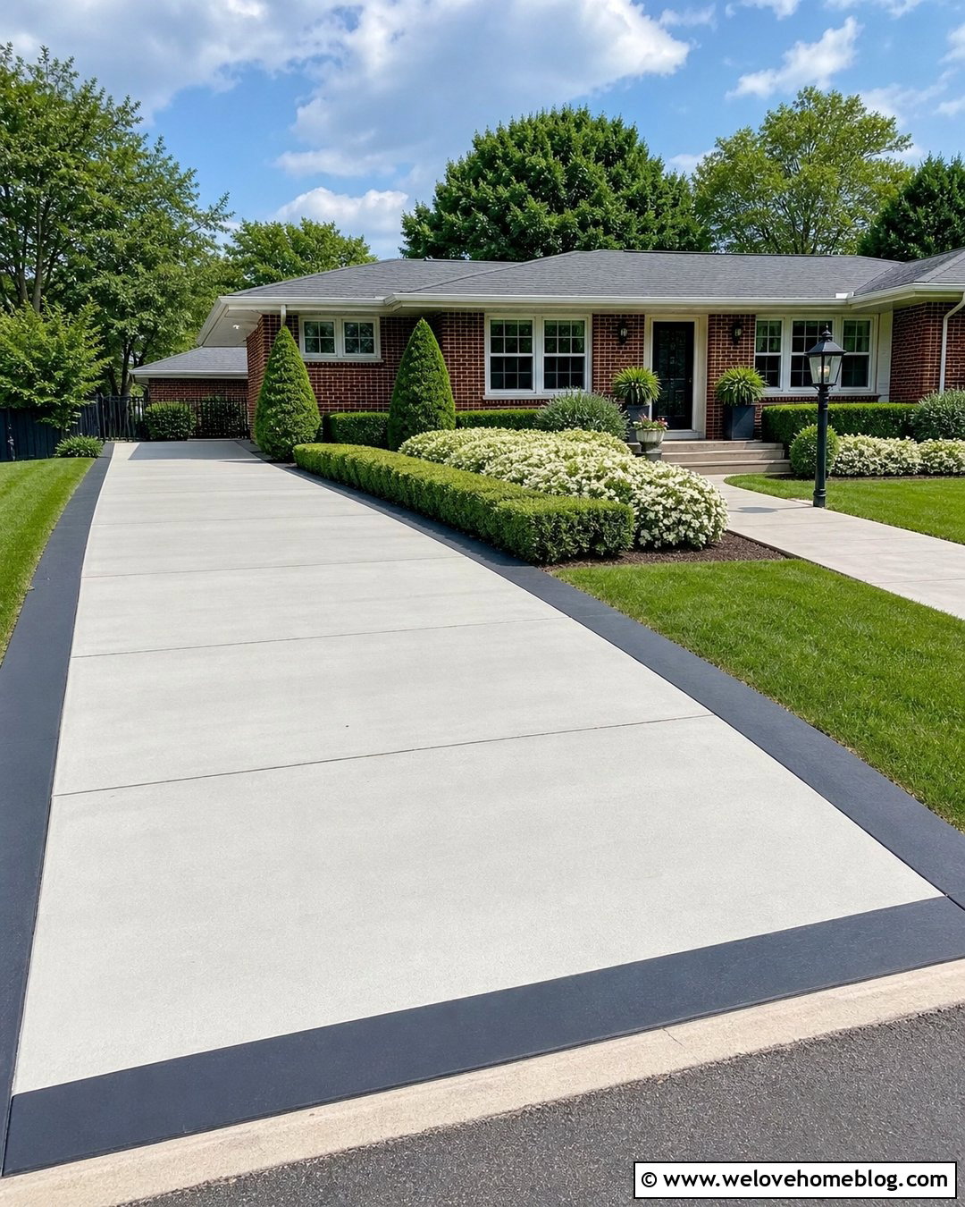 Light Gray Painted Concrete Driveway With Charcoal Border - 25 painted driveways concrete ideas