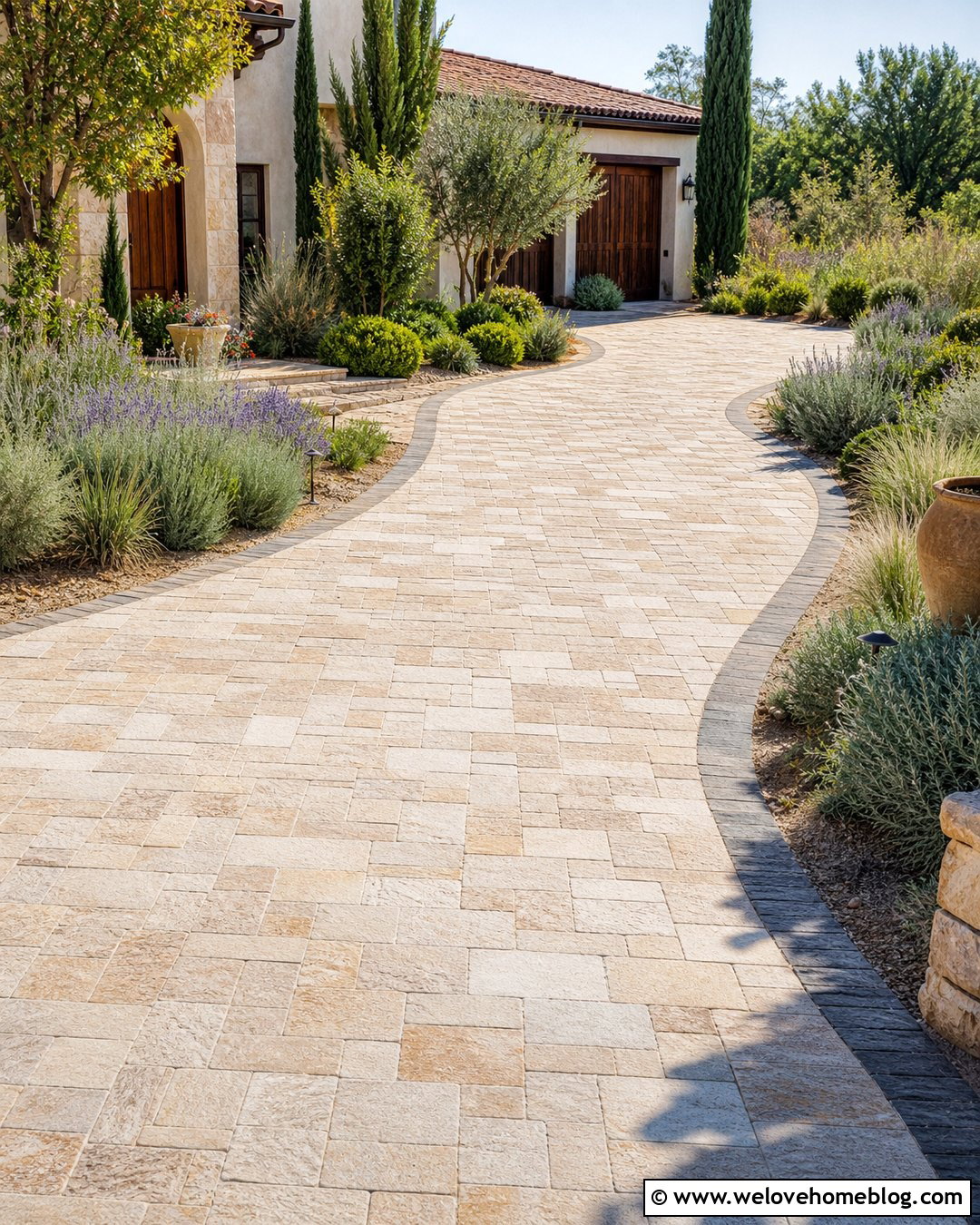 Light Limestone Cobble Driveway - 25 Cobble Driveway Ideas