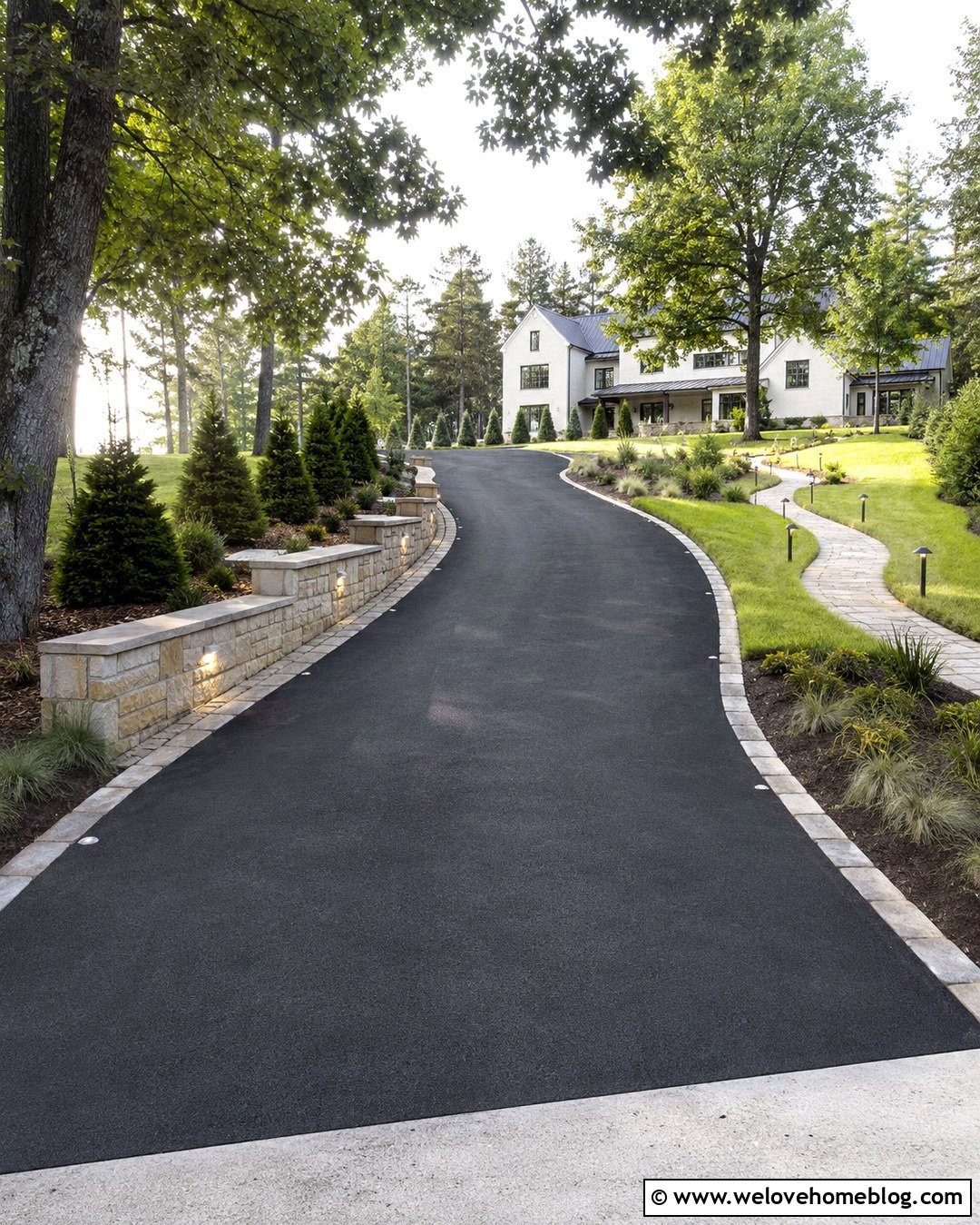 Lighted Steep Driveway With Clear Edges - 20 How To Make A Steep Driveway Ideas