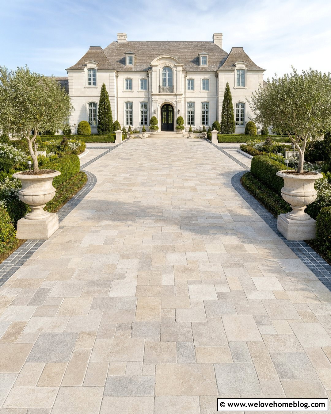 Limestone Castle Driveway Courtyard - 25 Castle Driveway Ideas