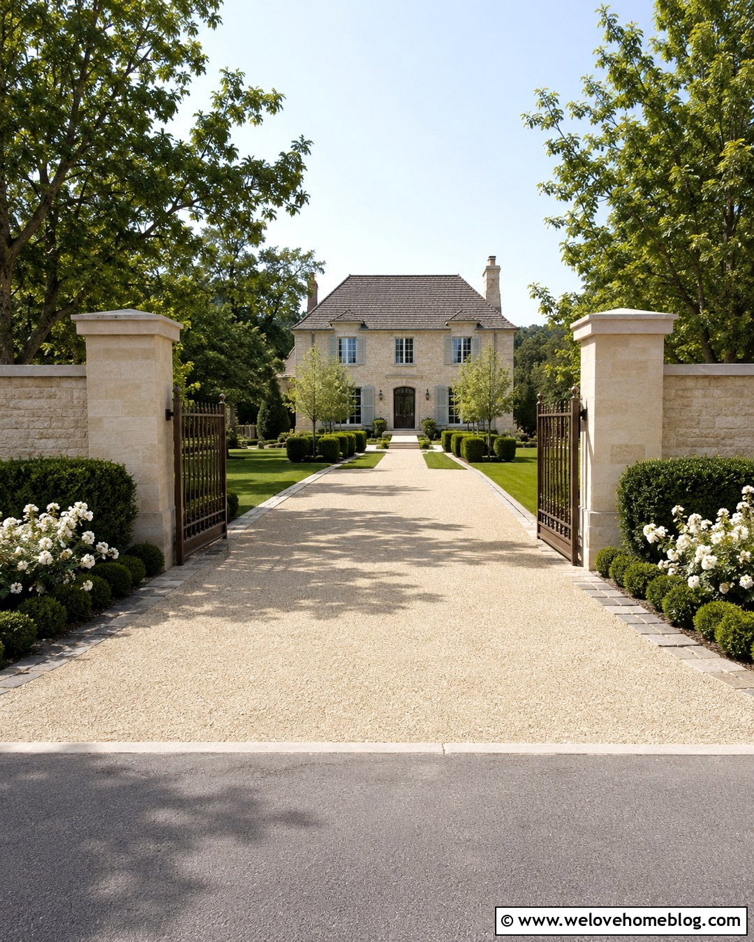 Limestone Driveway Wall Entrance