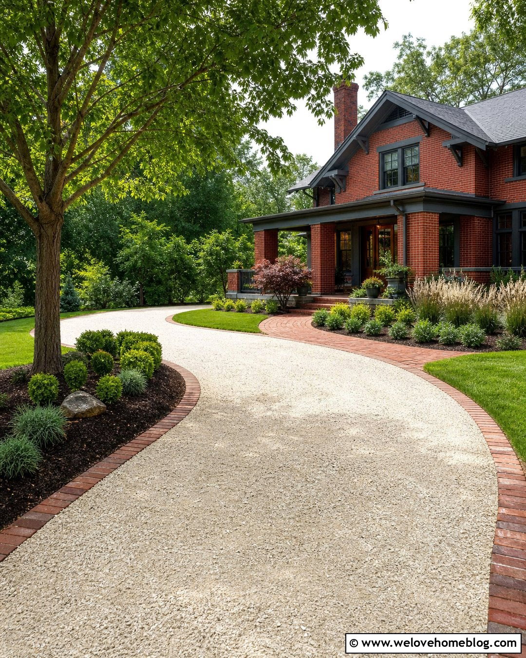 Limestone Driveway With Curved Layout - 40 driveway on a budget ideas