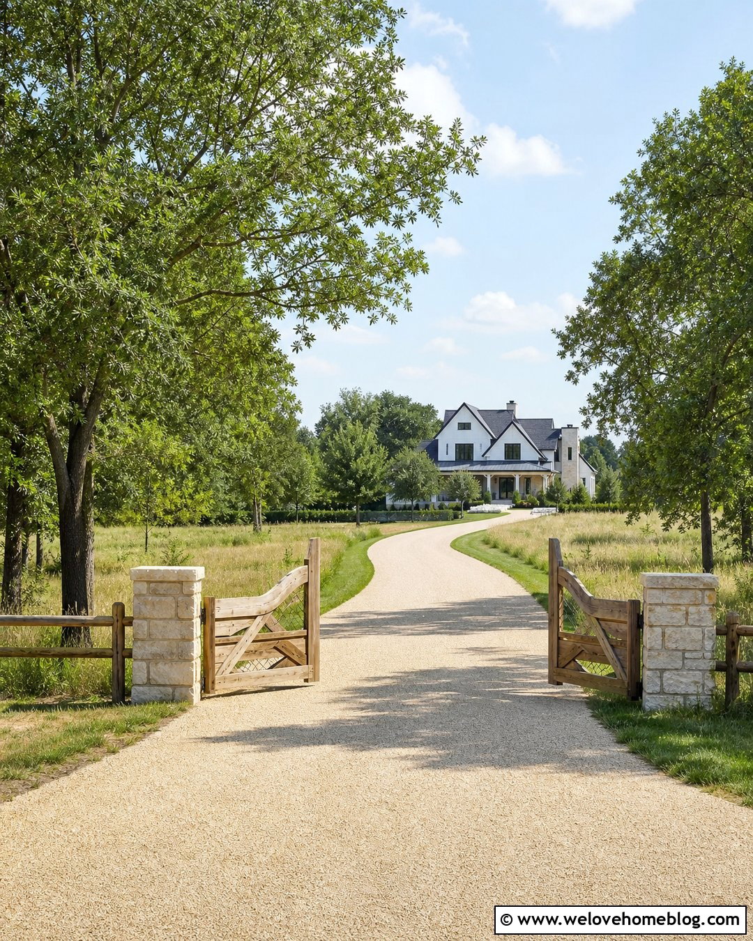 Limestone Driveway With Farm Gate - 25 Limestone Driveway Ideas