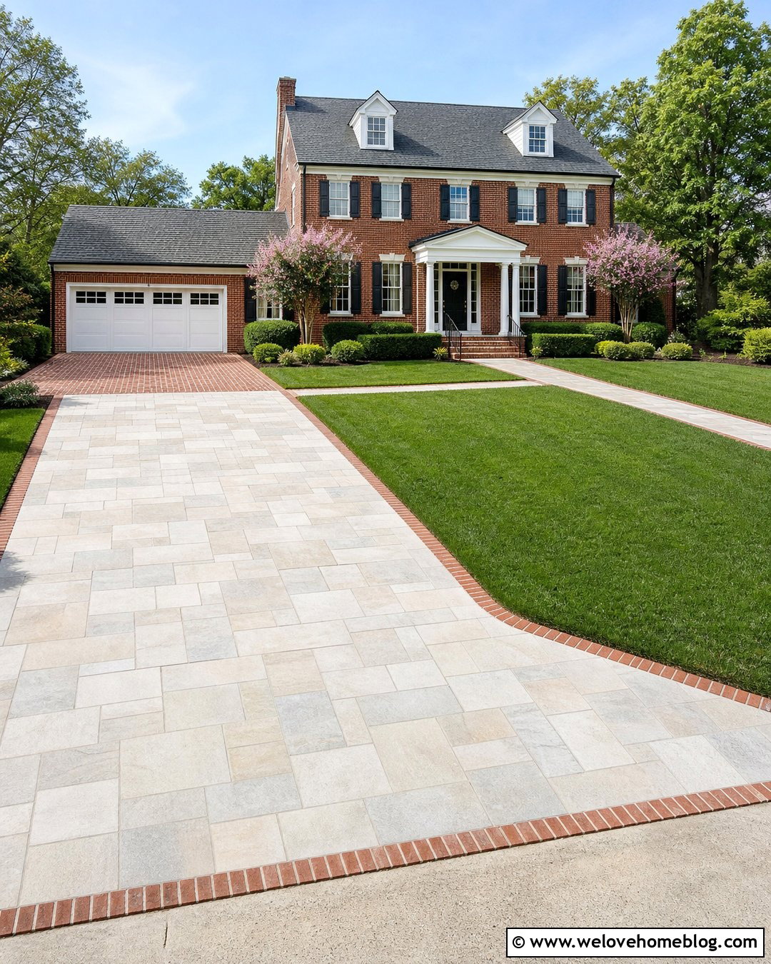 Limestone Flag Driveway With Brick Border - 20 Driveway Flags Ideas