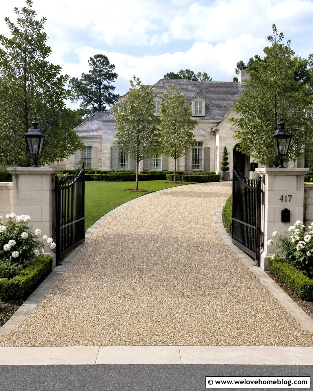 Limestone Gate Pillars With Black Gate - 20 gate pillars driveway entrance ideas
