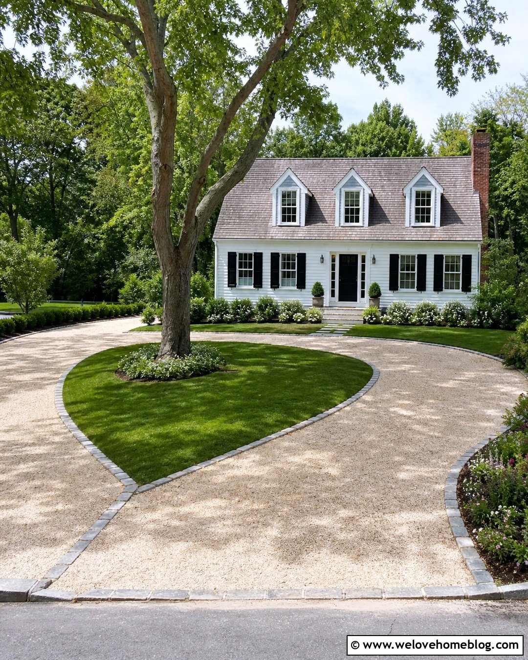 Limestone Gravel Circular Driveway With Lawn Center - 20 gravel circular driveway ideas