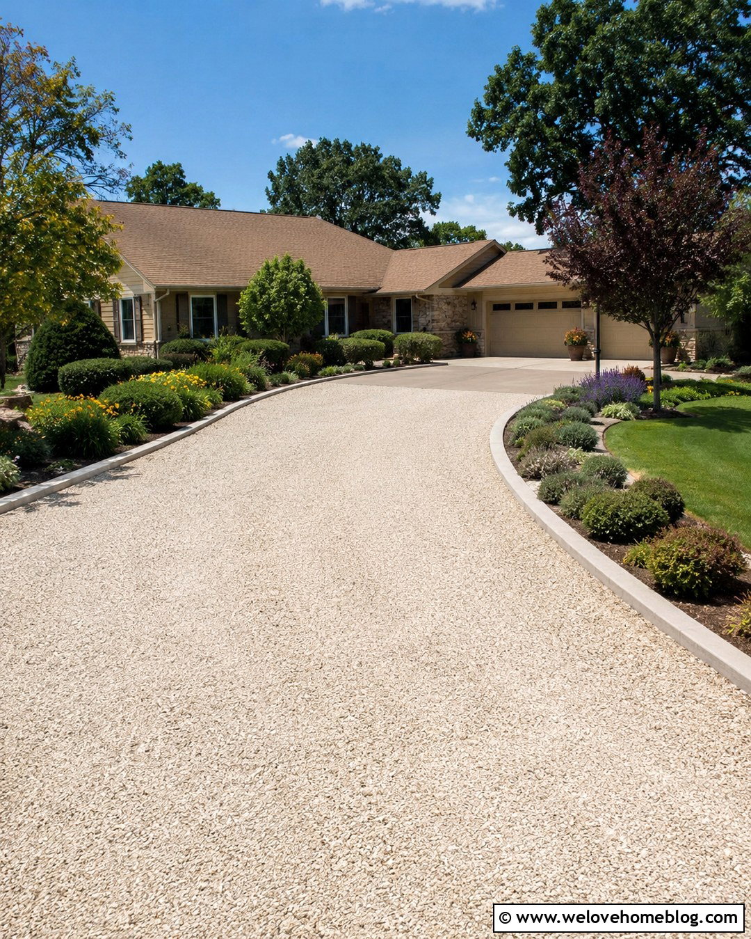 Limestone Gravel Driveway With Concrete Curb Edging - 20 Gravel Driveway Landscaping Edging Ideas