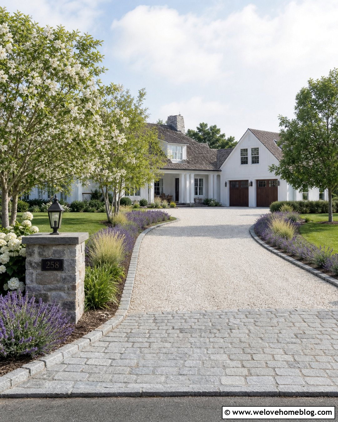Limestone Gravel Paver Driveway With Cobblestone Edging - 20 Gravel Pavers Driveway Ideas