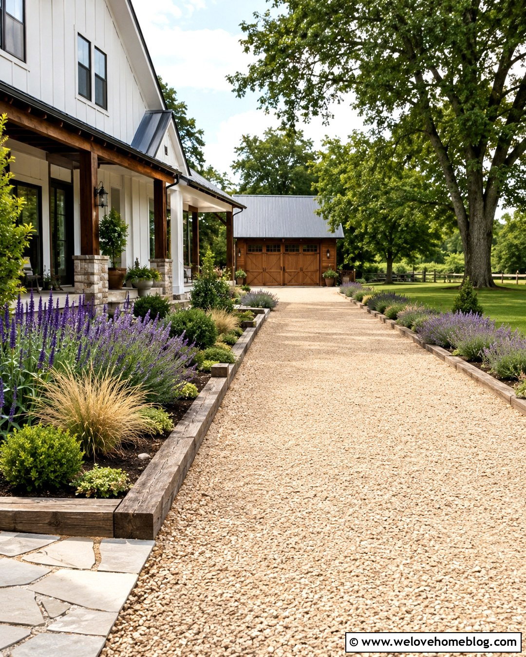Limestone Gravel Side Driveway With Timber Edging - 20 Gravel Side Driveway Ideas