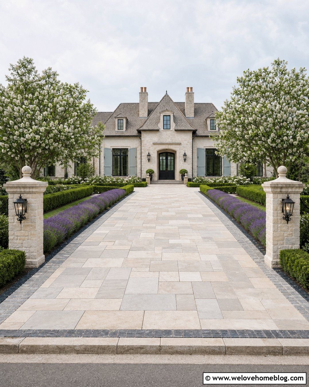 Limestone Paver Luxury Driveway - 45 Luxury Driveway Ideas
