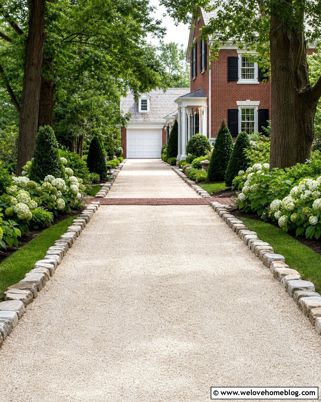 Limestone Screenings Driveway With Fieldstone Border - 20 Driveway Alternatives Cheap Ideas