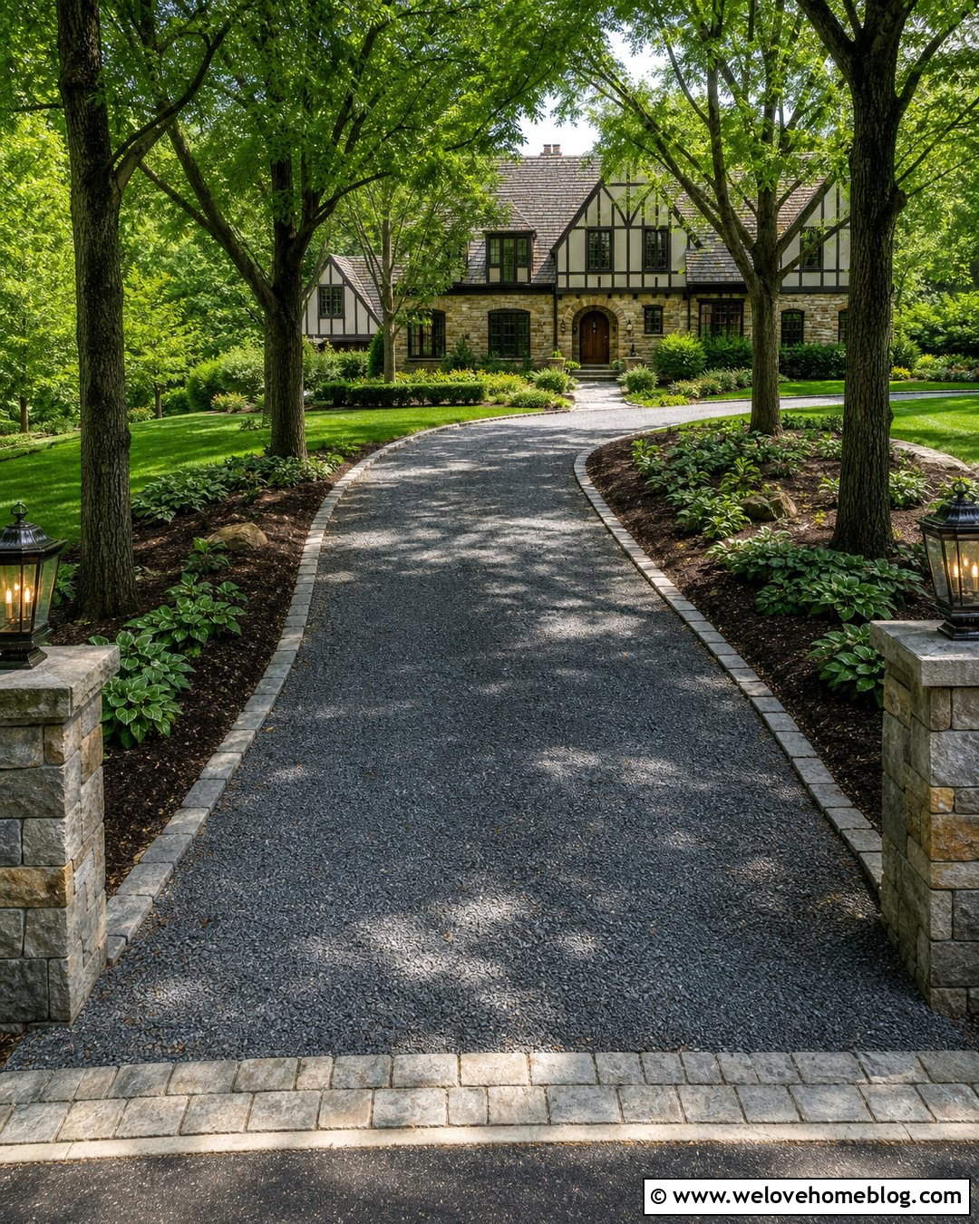 Linden Tree Driveway With Cobblestone Edging - 20 Linden Tree Driveway Ideas