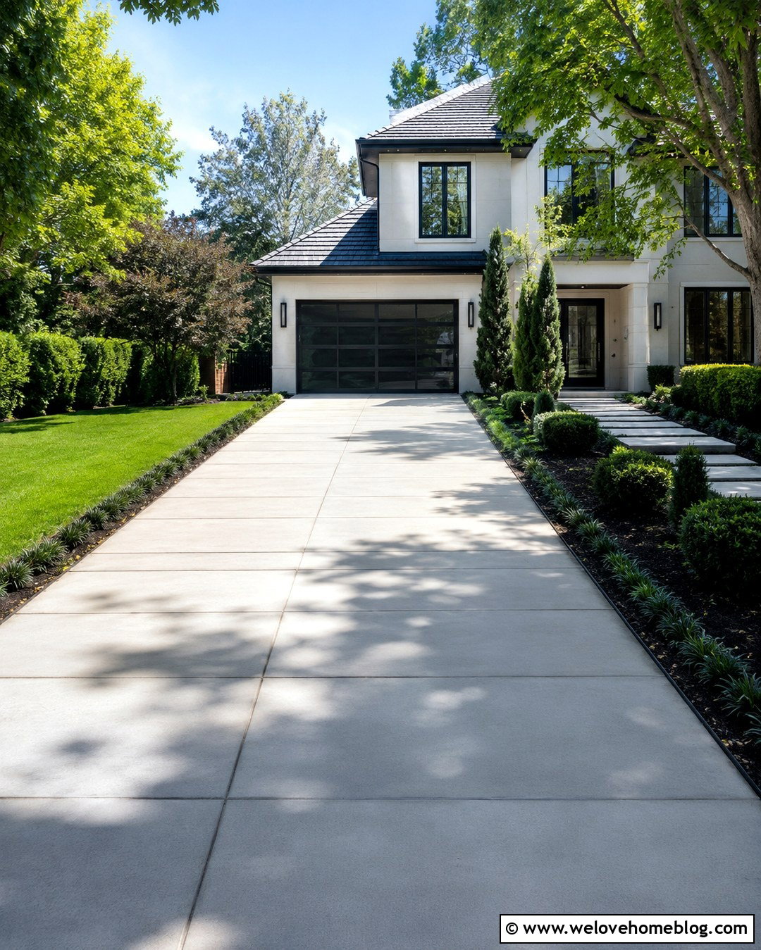 Liriope Border With Concrete Paver Driveway - 20 driveway border plants ideas