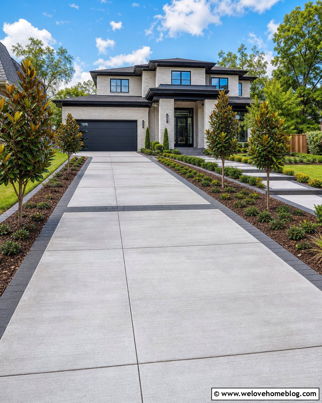 Little Gem Magnolia Concrete Driveway