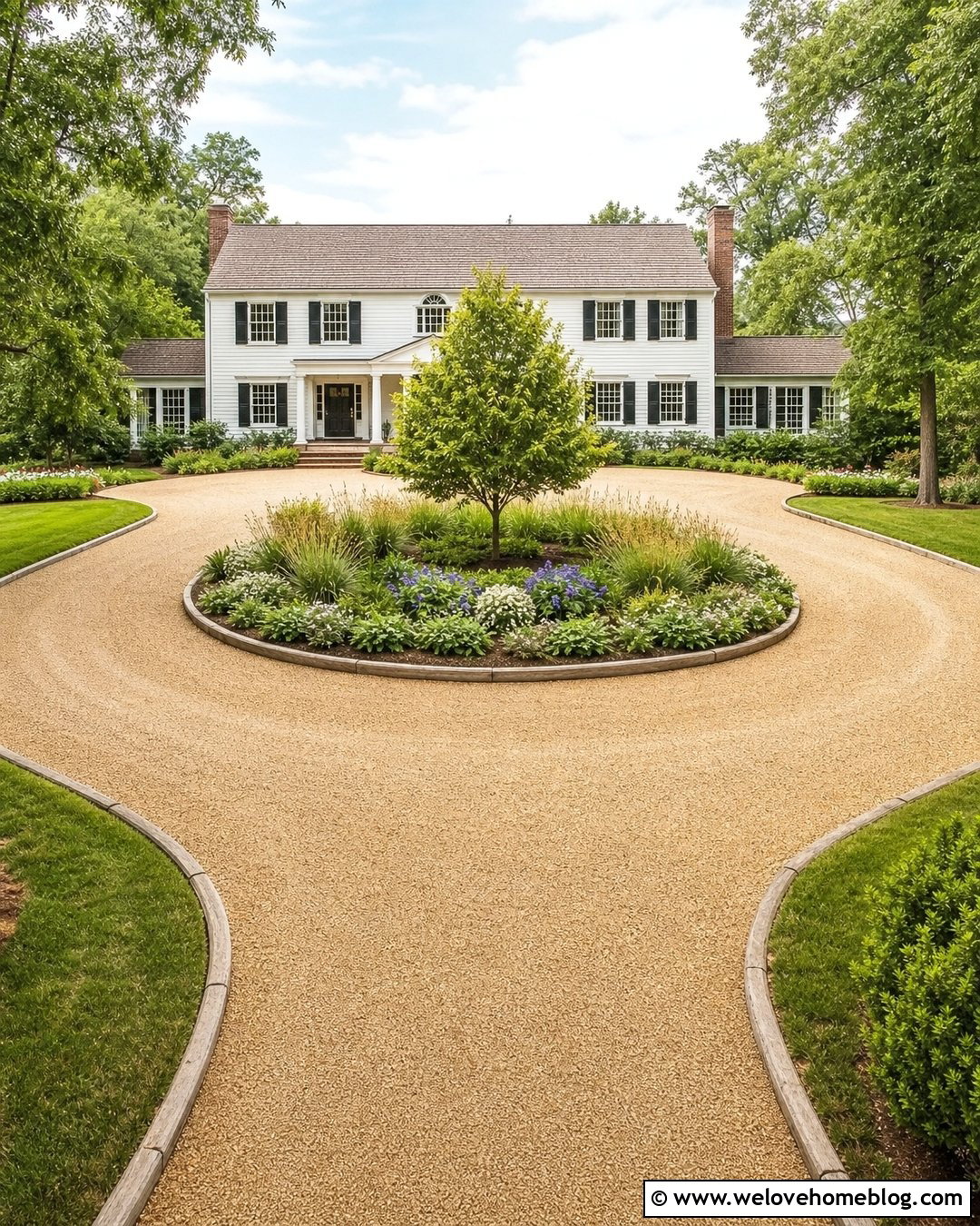 Log Driveway Edging For A Circular Driveway - 20 log driveway edging ideas