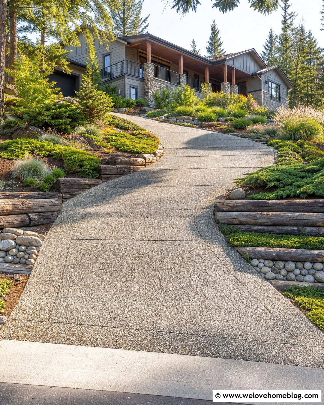 Log Driveway Edging For A Sloped Driveway - 20 log driveway edging ideas