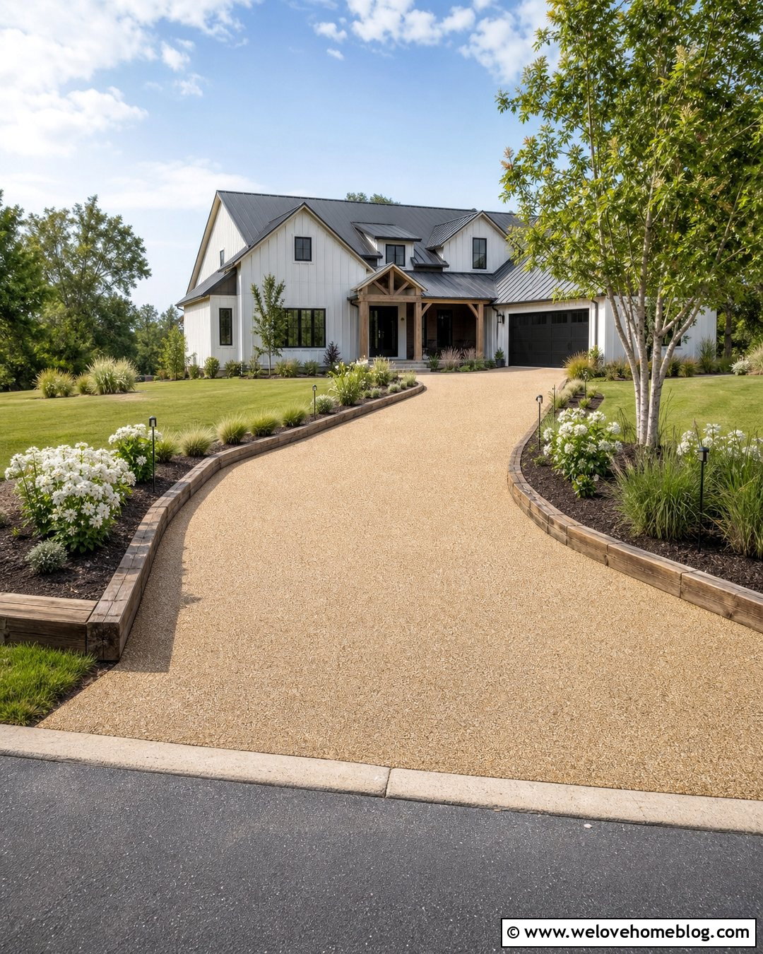 Log Driveway Edging With Solar Lights - 20 log driveway edging ideas