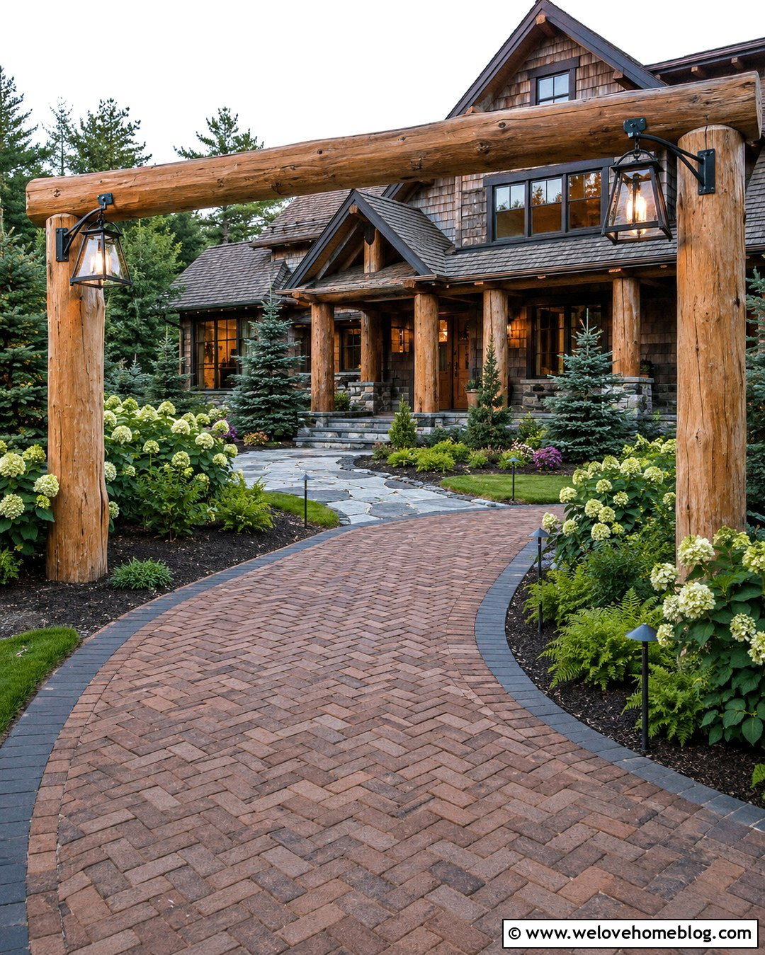 20 Log Driveway Entrance Ideas for a Warm Rustic Welcome