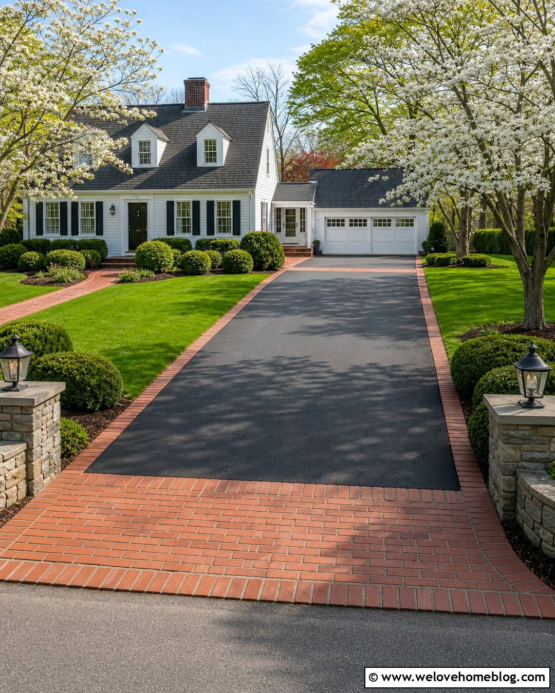 Long Asphalt Driveway With Brick Border - 25 house with long driveway ideas