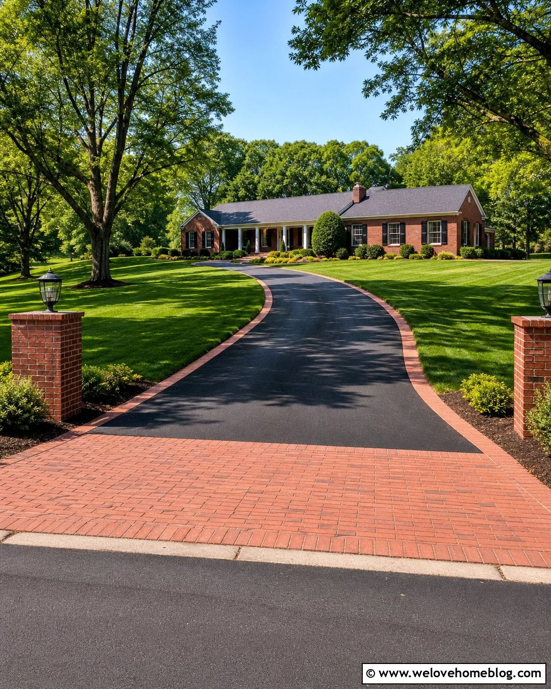 Long Asphalt Driveway With Brick Borders - 45 long driveway ideas