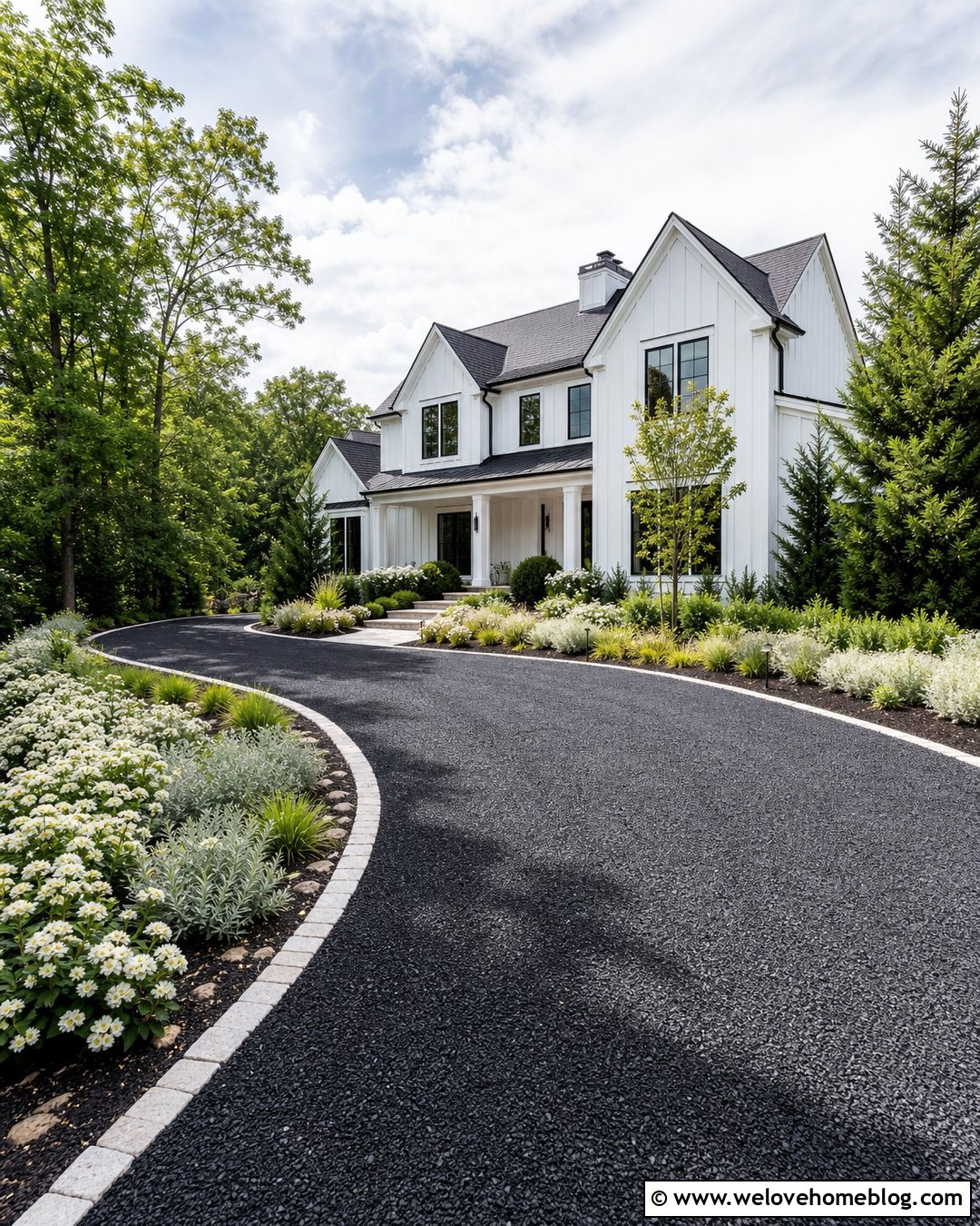 Long Black Gravel Driveway With Light Stone Edging - 45 long driveway ideas