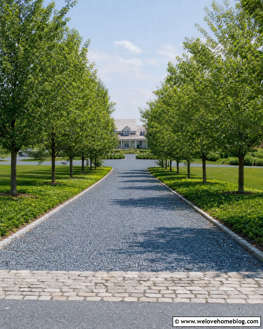 Long Bluestone Gravel Driveway With Trees - 20 Bluestone Gravel Driveway Ideas