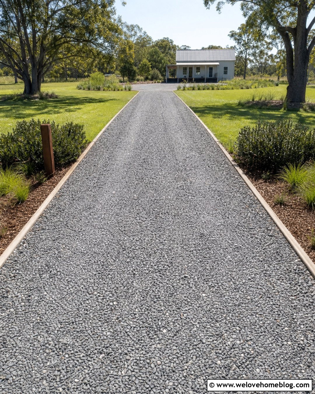 Long Budget Gravel Driveway With Simple Borders - 45 long driveway ideas