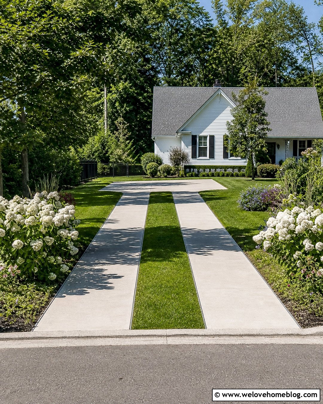 Long Concrete Ribbon Driveway With Grass Center - 45 long driveway ideas