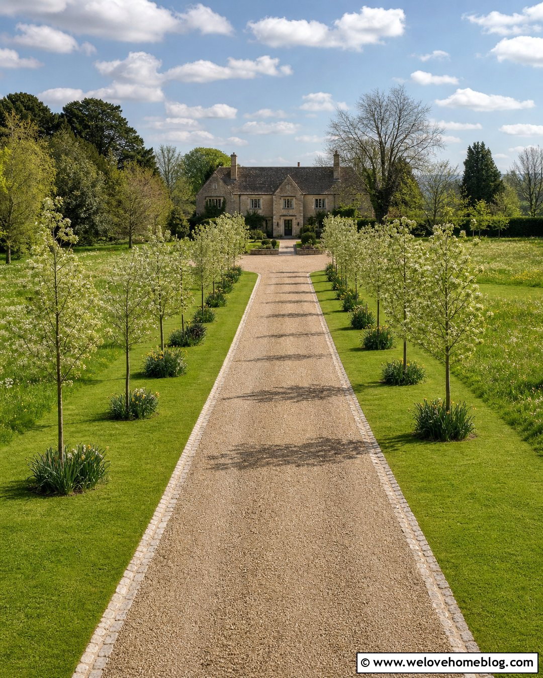 Long Cotswold Gravel Driveway With Trees - 20 Cotswold Gravel Driveway Ideas