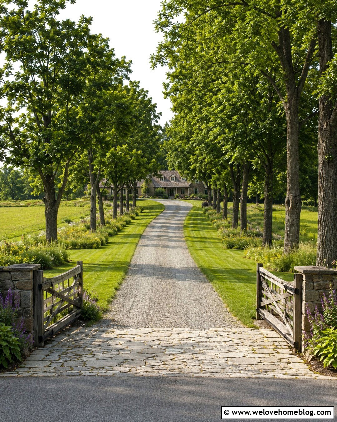 Long Country Gravel Driveway With Tree Lined Landscaping - 20 country driveway landscaping ideas