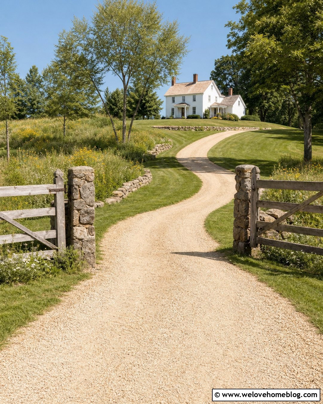Long Country Rock Driveway - 35 Rock Driveway Ideas