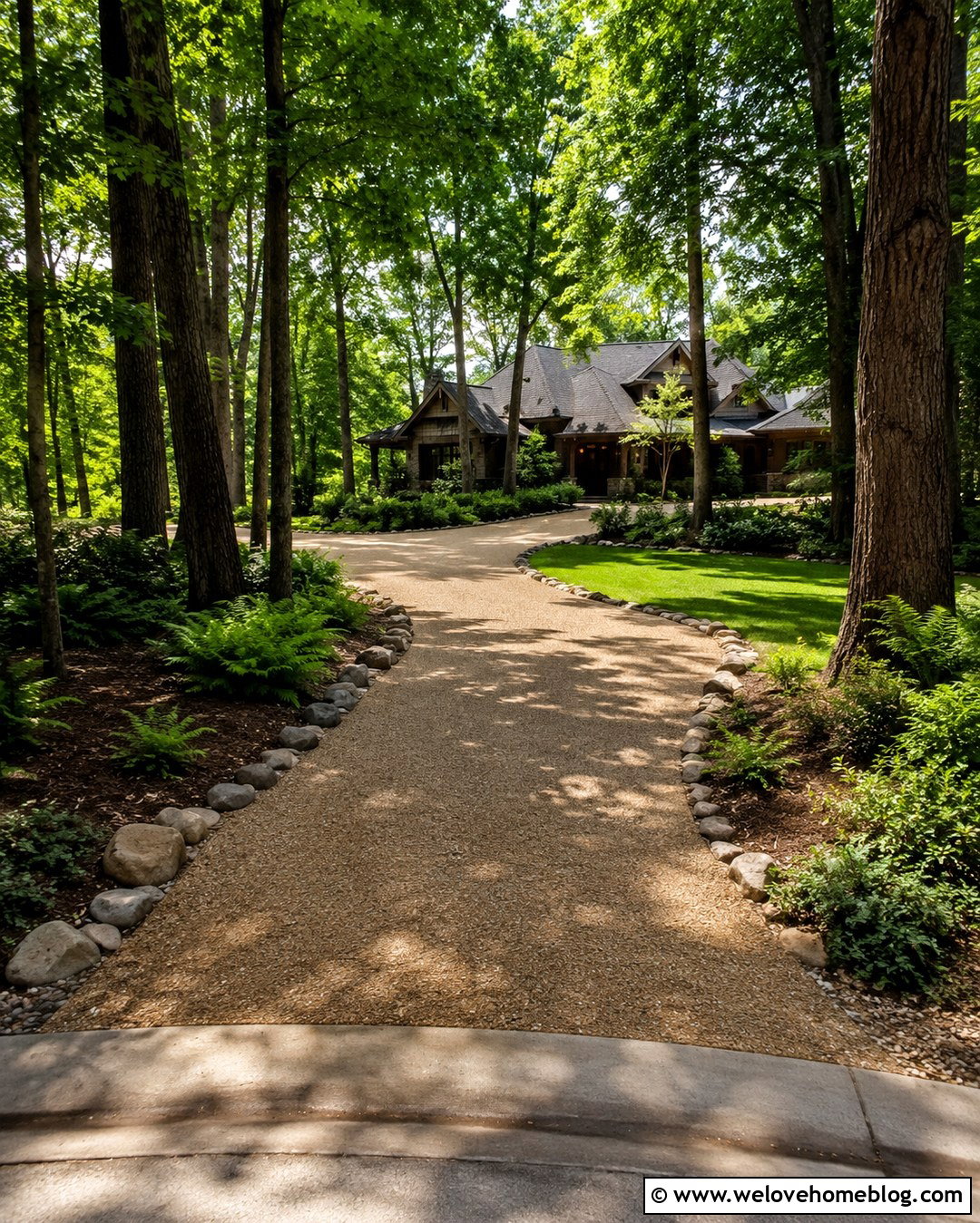 Long Curved Driveway Through Existing Trees - 20 House With Long Driveway And Trees Ideas