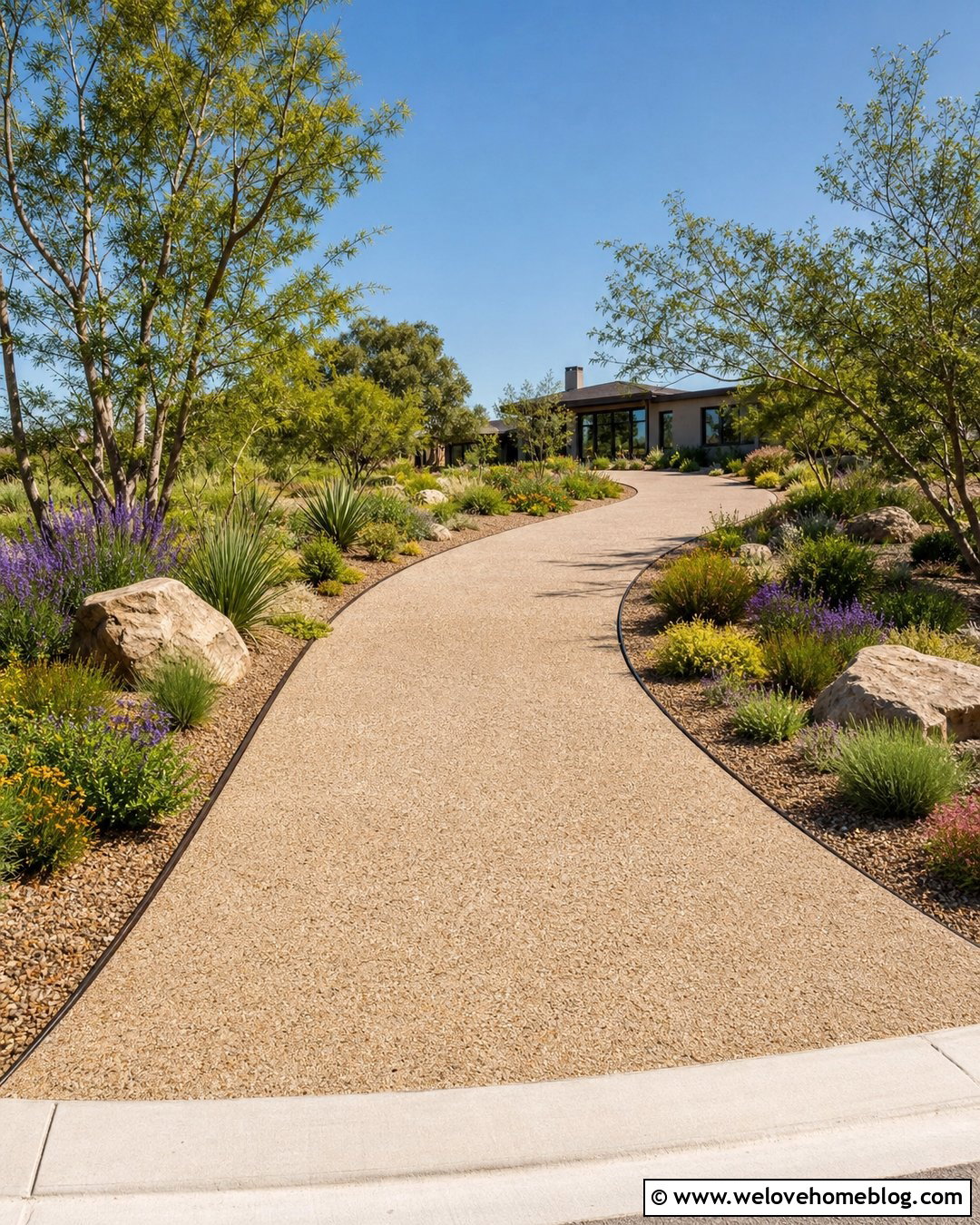 Long Curved Driveway With Native Landscaping - 20 Driveways For Long Ideas